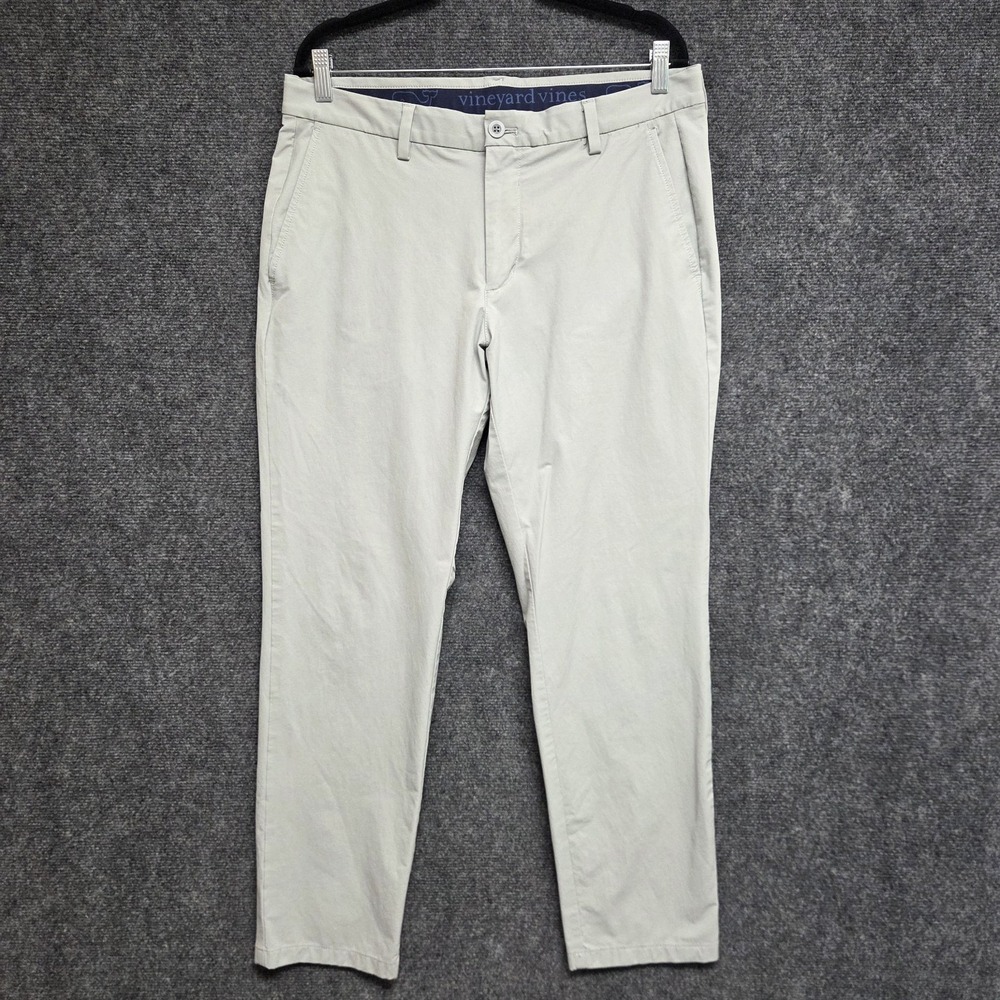 Vineyard Vines Pants Mens 34x30 Light Gray On-The-Go Performance Chino Trousers